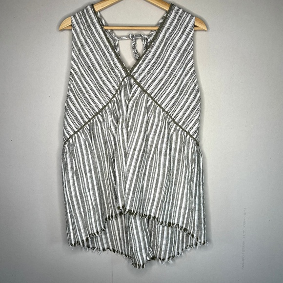 No Brand Womens Green & White Striped Sleeveless Blouse Size Large - Picture 1 of 5
